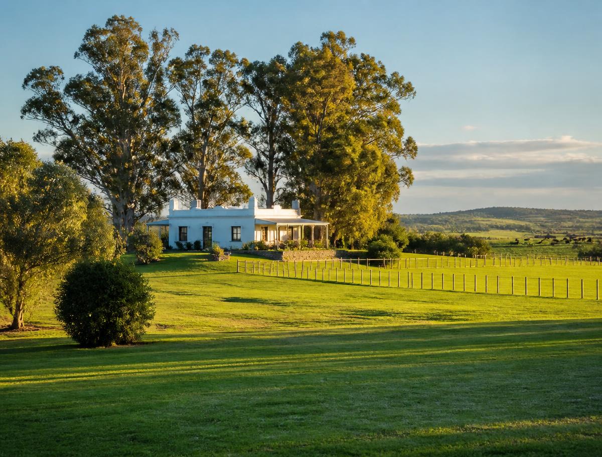 Campo y estancia entre praderas de Uruguay